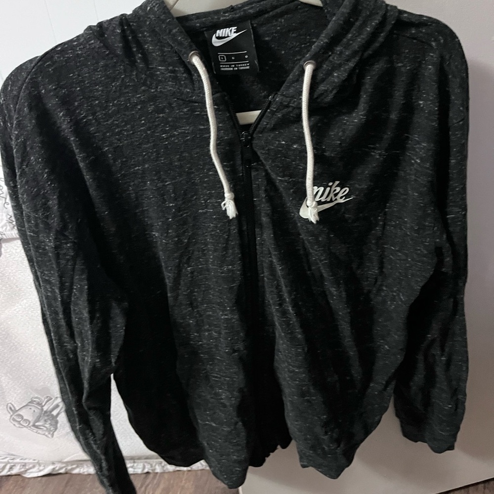 Nike Charcoal Hoodie with White Details - Picture 1 of 3